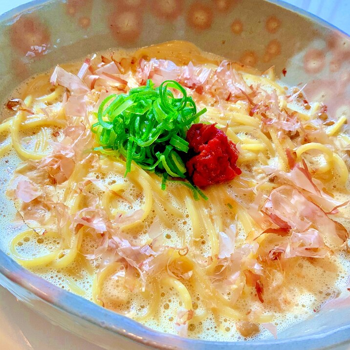 フワフワ♡トロトロ〜納豆パスタ╰(*´︶`*)╯♡